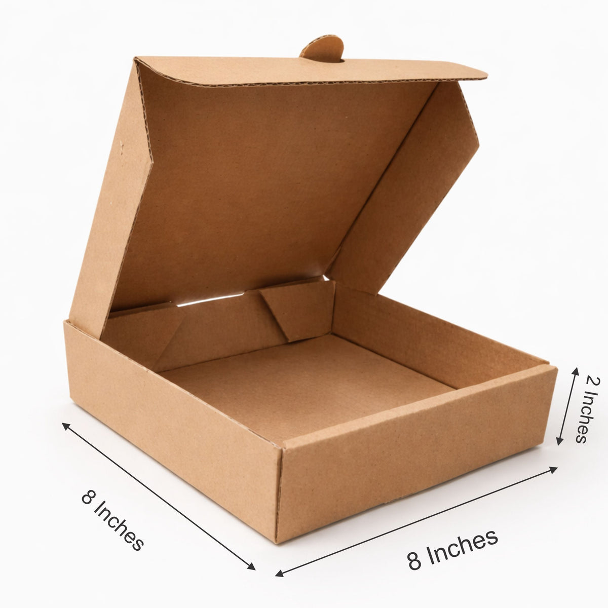 Brown cardboard box with dimensions on a white background, featuring Falcon Boxes logo.