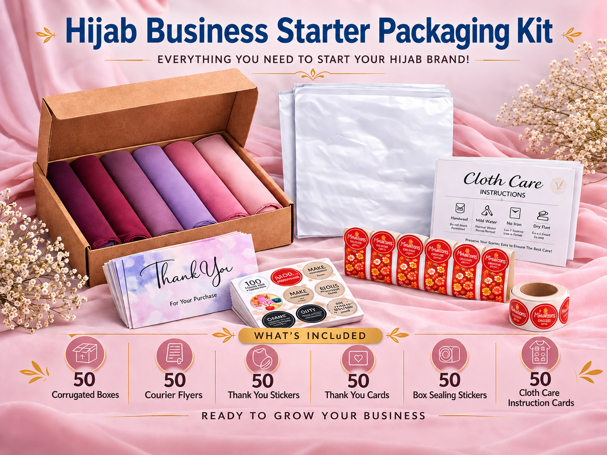 Hijab Business Starter Kit (5 to 6 Hijabs)– Complete Packaging Solution