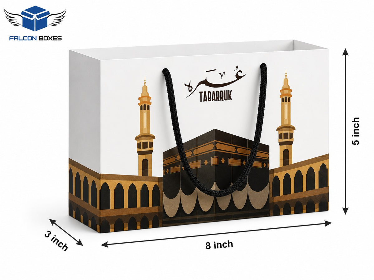 Elegant Paper Bags for Gifts – Hajj Mubarak Design