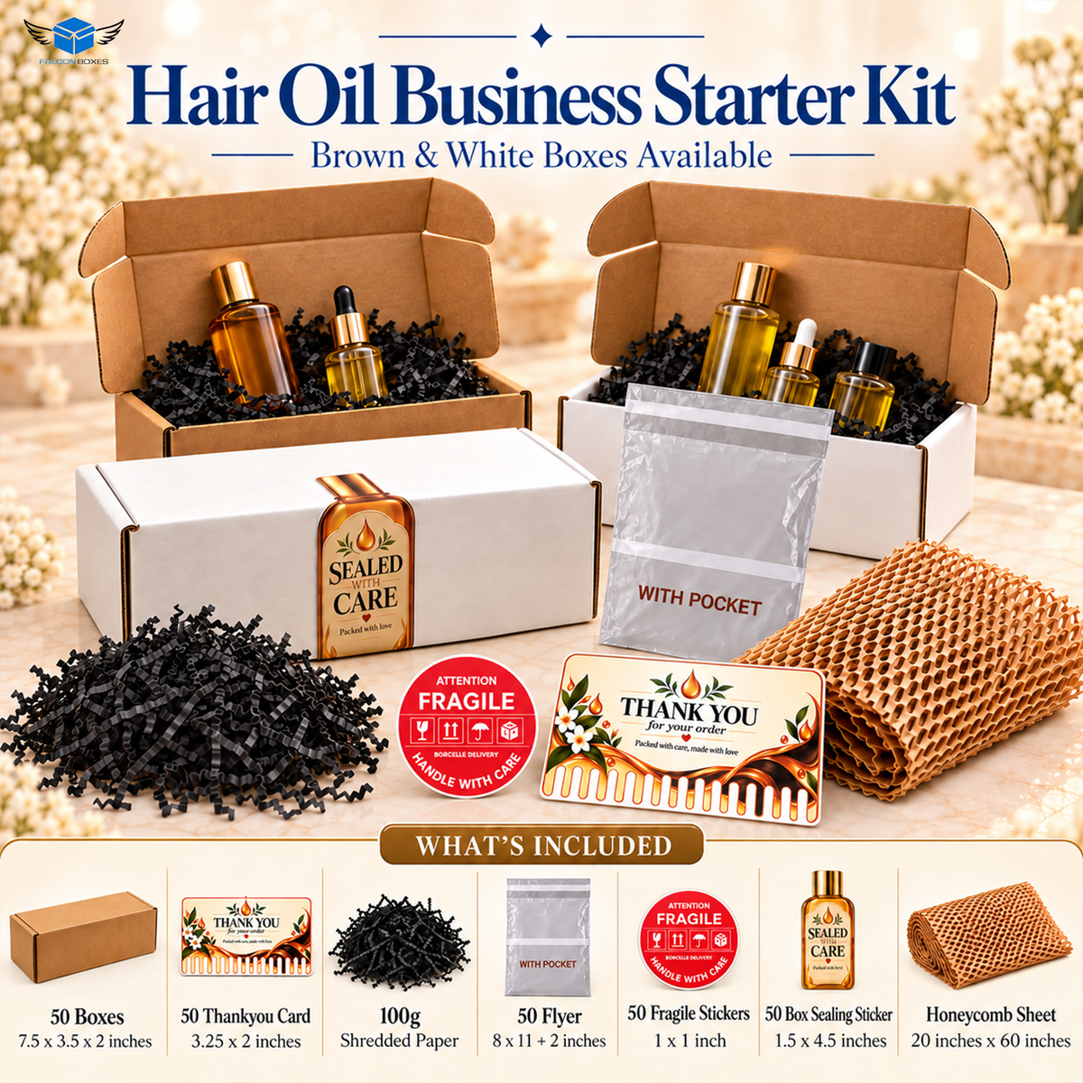 Hair Oil Business Starter Kit plain kit contents and sizes