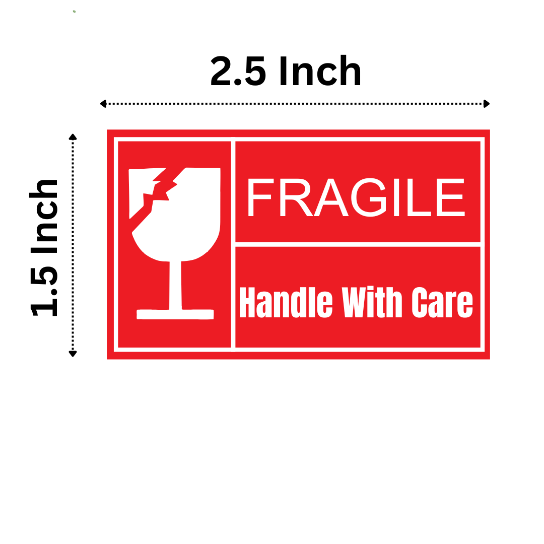 100 Pieces Fragile Stickers Multiple Sizes