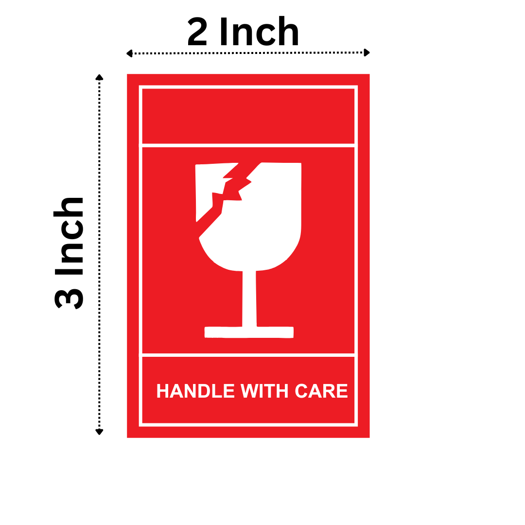 100 Pieces Fragile Stickers Multiple Sizes