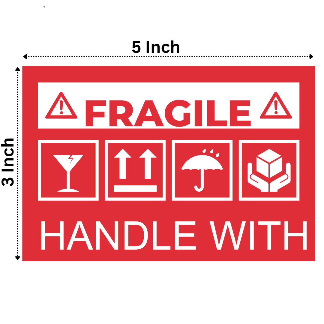 100 Pieces Fragile Stickers Multiple Sizes