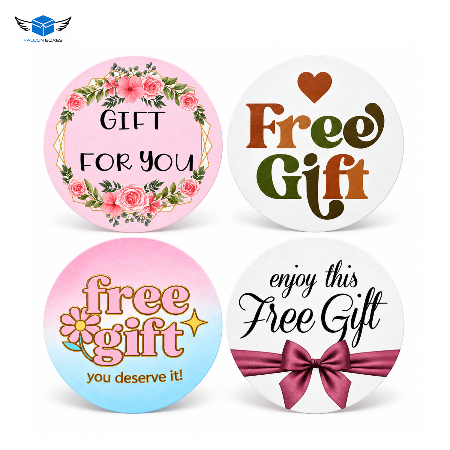 100 Pcs Free Gift Stickers all round designs A B C D