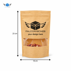 Kraft Stand-Up Zip Lock Pouch with Window