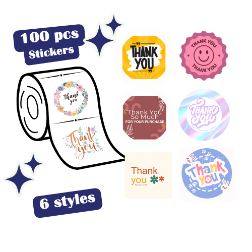 100 Pieces Thank-You Stickers 1 inch