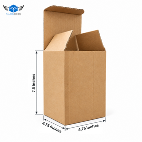 Upright open 4.75 x 4.75 x 7.5 inch kraft corrugated box - Falcon Boxes