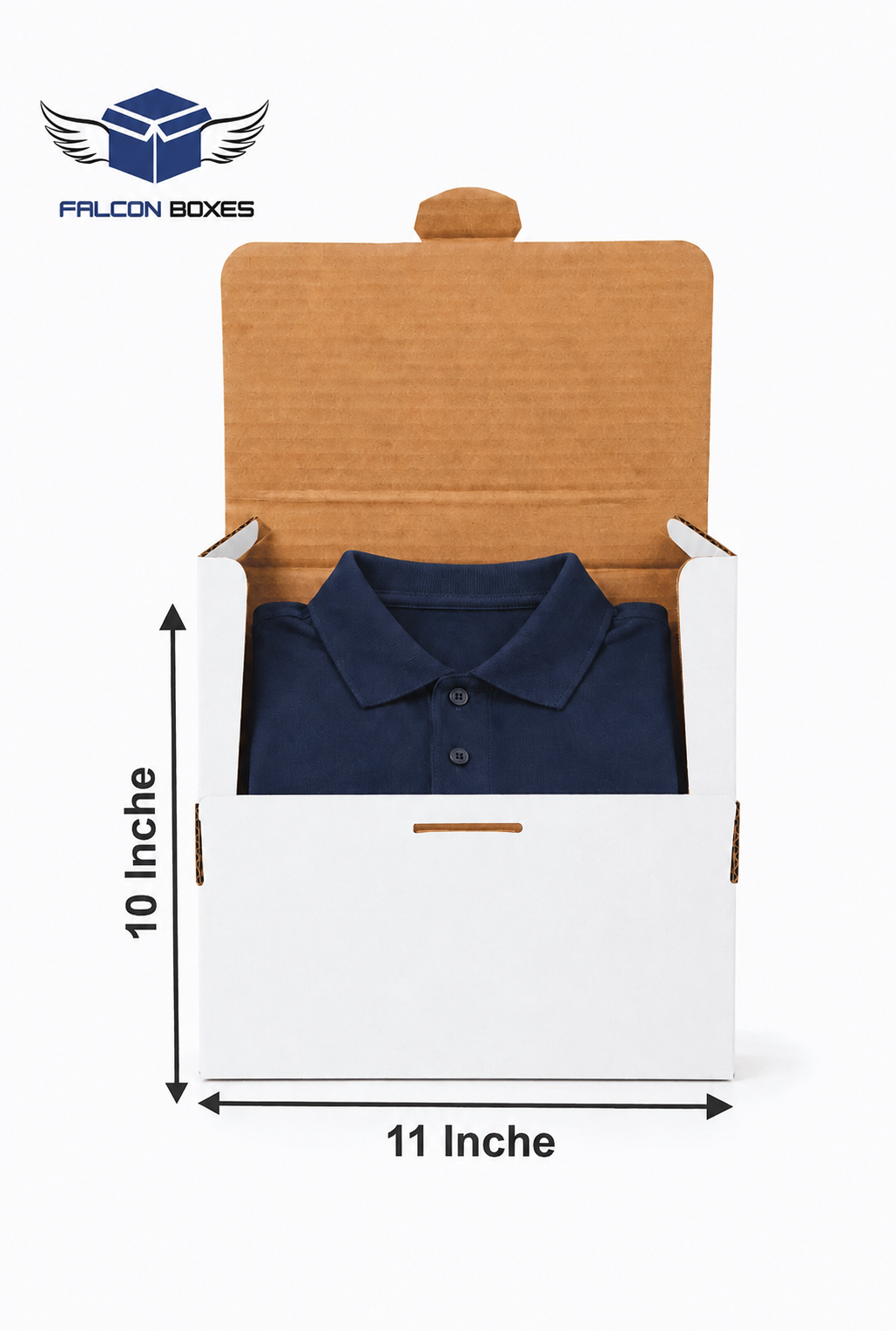(11x10.5x1.5) White Premium Corrugated  T-Shirt Packaging Box