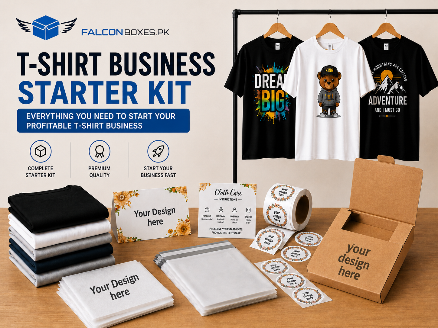 T-Shirt Business Starter Kit – Complete Packaging Bundle for T-Shirt Brands