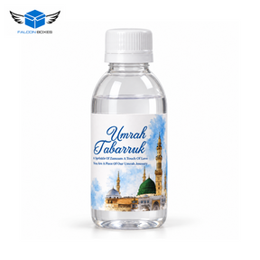 Blue watercolor Umrah Tabarruk bottle