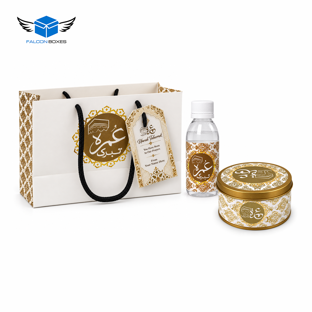 Luxury Golden Set (with Tin Jar 250g) - Umrah Tabarruk Packaging