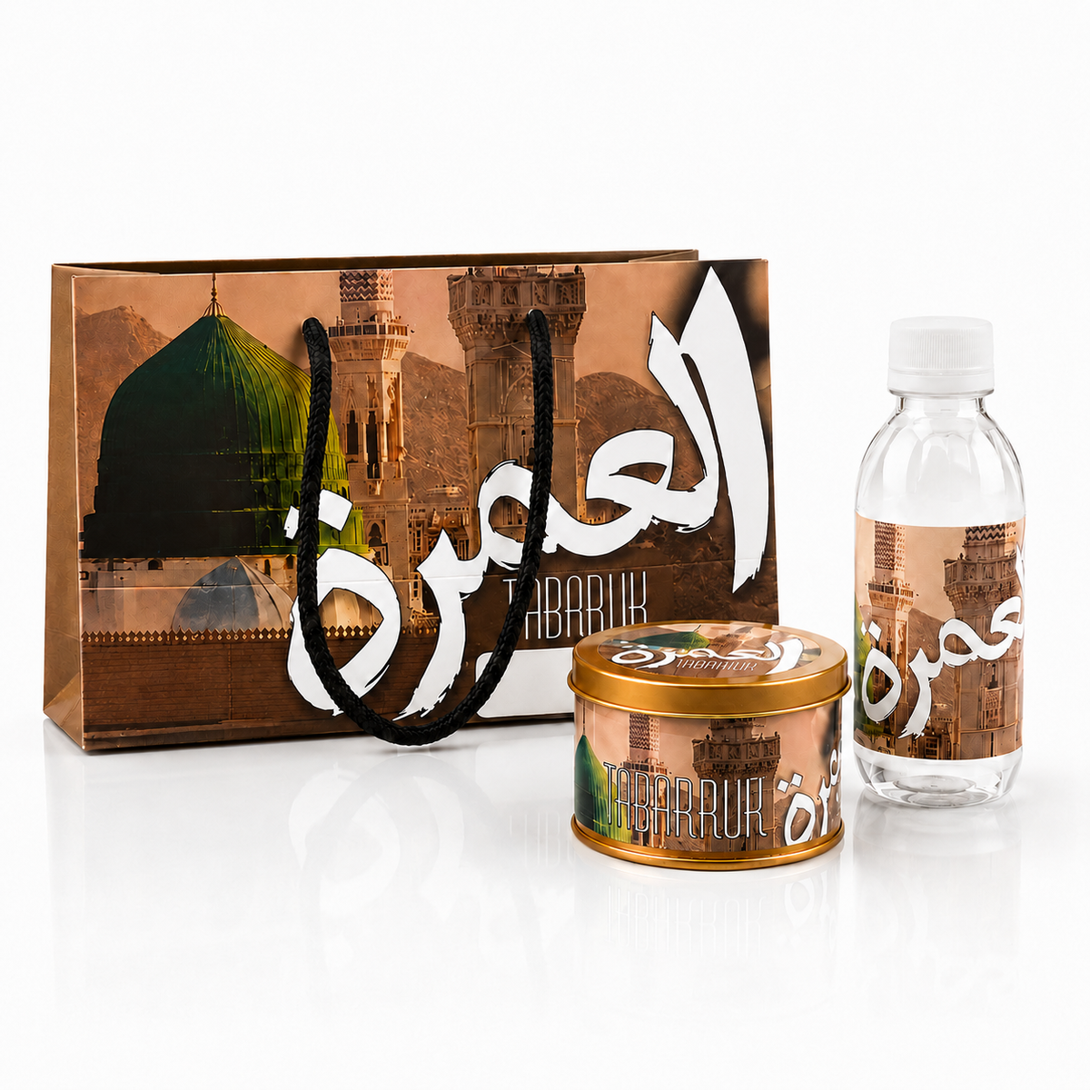 Luxury Madina Set (with Tin Jar 250g) - Umrah Tabarruk Packaging