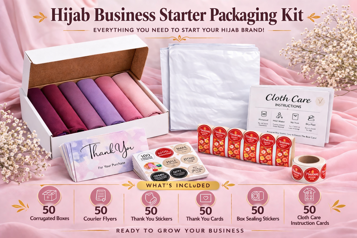 Hijab Business Starter Kit (5 to 6 Hijabs)– Complete Packaging Solution