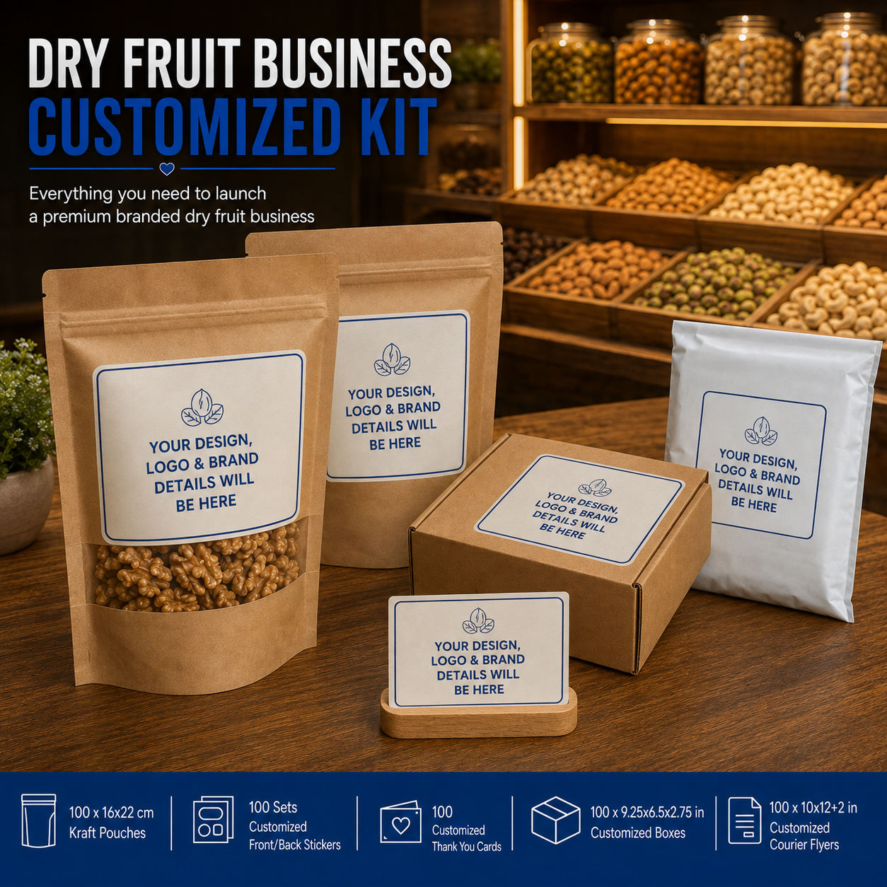 Dry Fruit Business Starter Kit – Complete Packaging Bundle for Dry Fruit, Nuts & Snack Brands