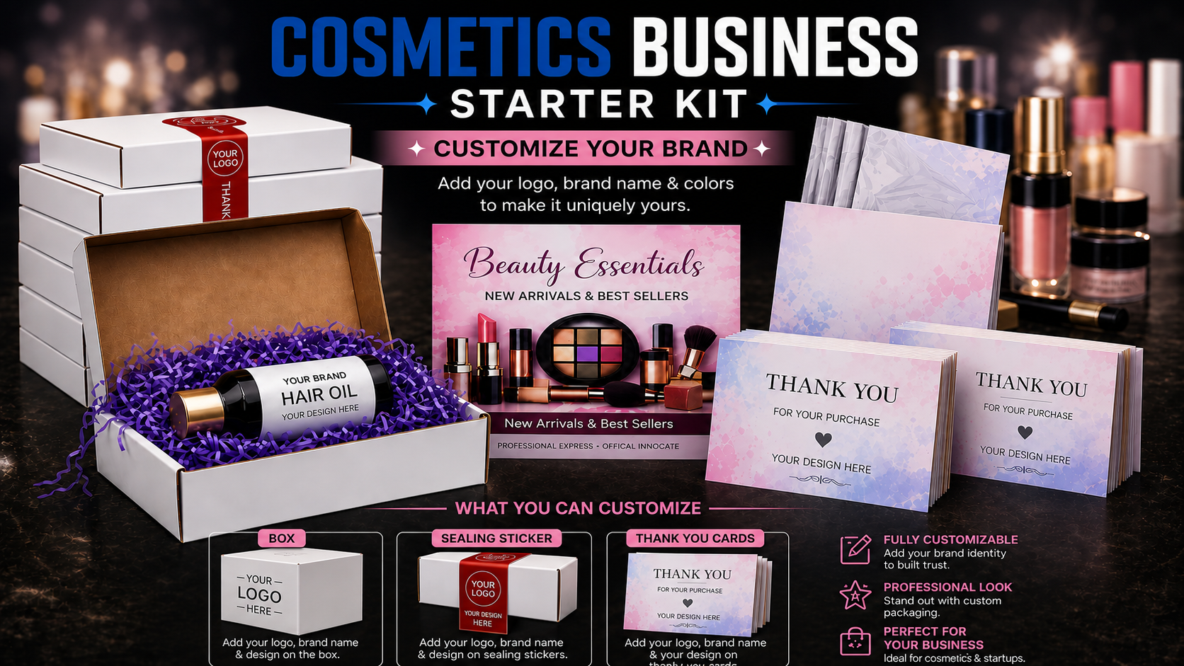 Cosmetics Business Starter Kit -  A complete packaging solution designed for startups