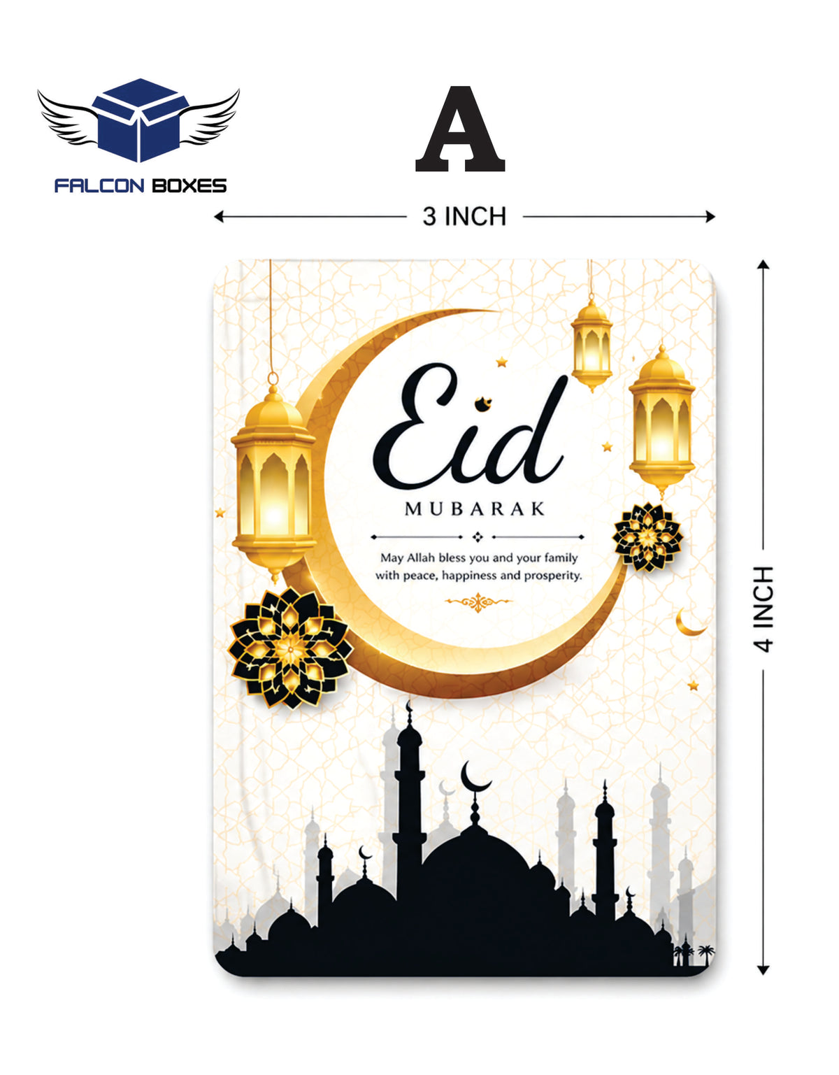 50Pcs of Luxury Eid Mubarak Cards – High Quality Printed Greeting Cards
