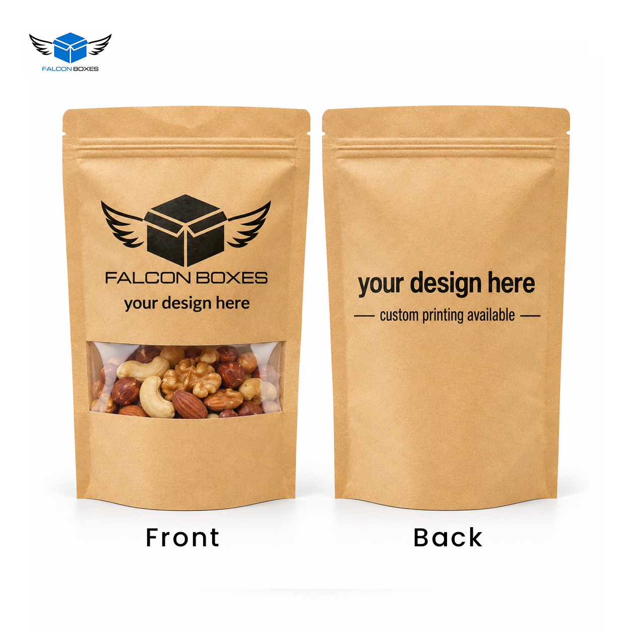 Kraft Stand-Up Zip Lock Pouch with Window