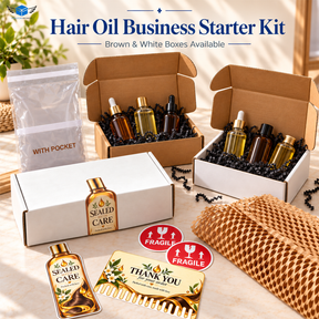 Hair Oil Business Starter Kit packaging presentation