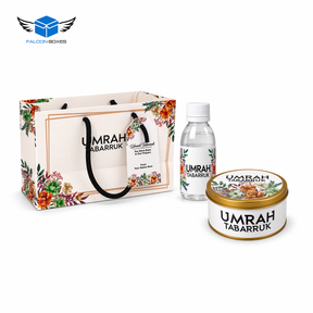 Elegant Floral Gift Set (with Tin Jar 250g) - Umrah Tabarruk Packaging