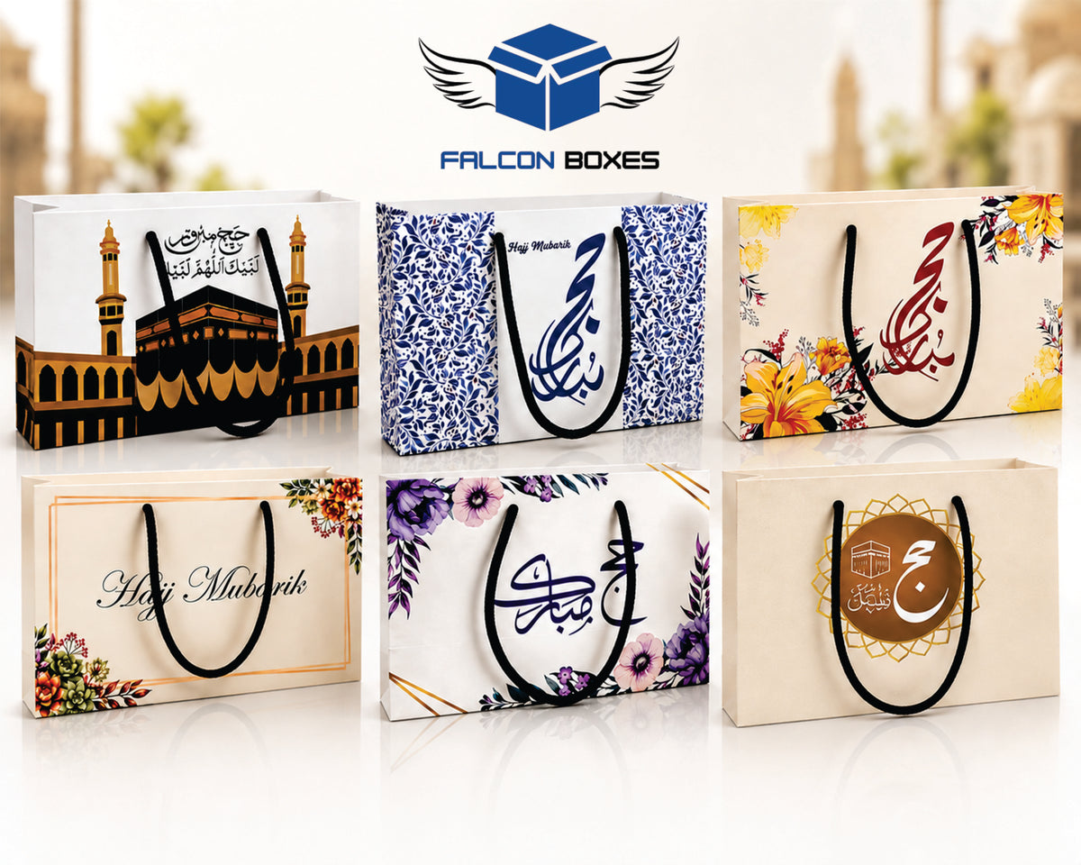 Elegant Paper Bags for Gifts – Hajj Mubarak Design