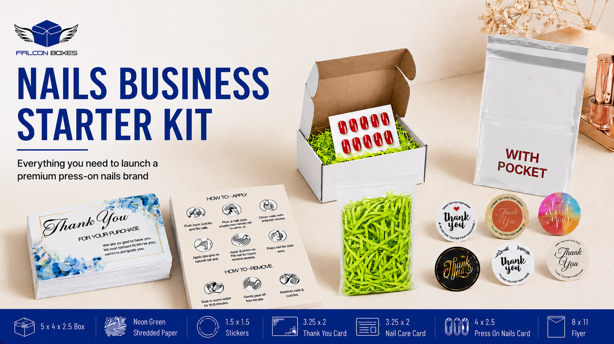 Nails Business Starter Kit – Complete Premium Packaging Bundle for Press-On Nails & Nail Brands