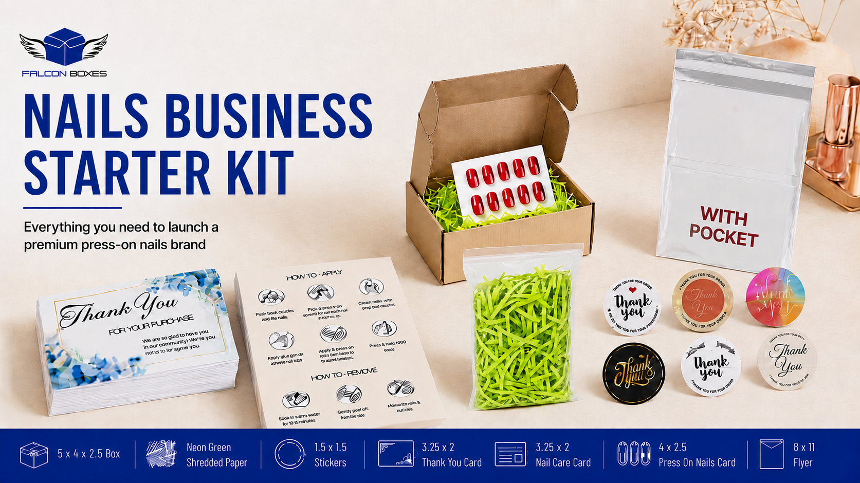 Nails Business Starter Kit – Complete Premium Packaging Bundle for Press-On Nails & Nail Brands