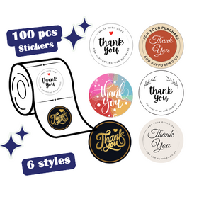 100 Pieces Thank-You Stickers 1 inch