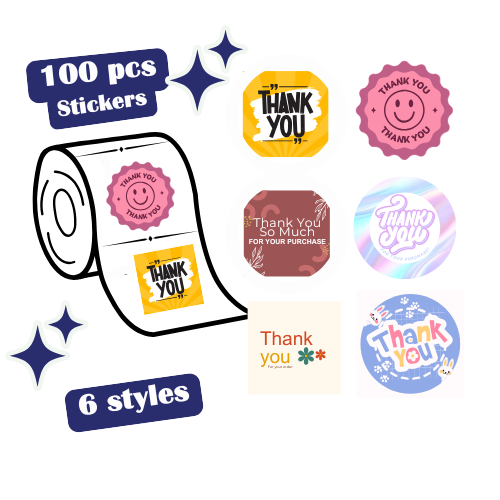 100 Pieces Thank-You Stickers 1 inch