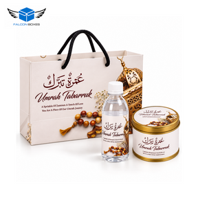 Golden lantern Umrah Tabarruk gift set bag bottle 125g tin