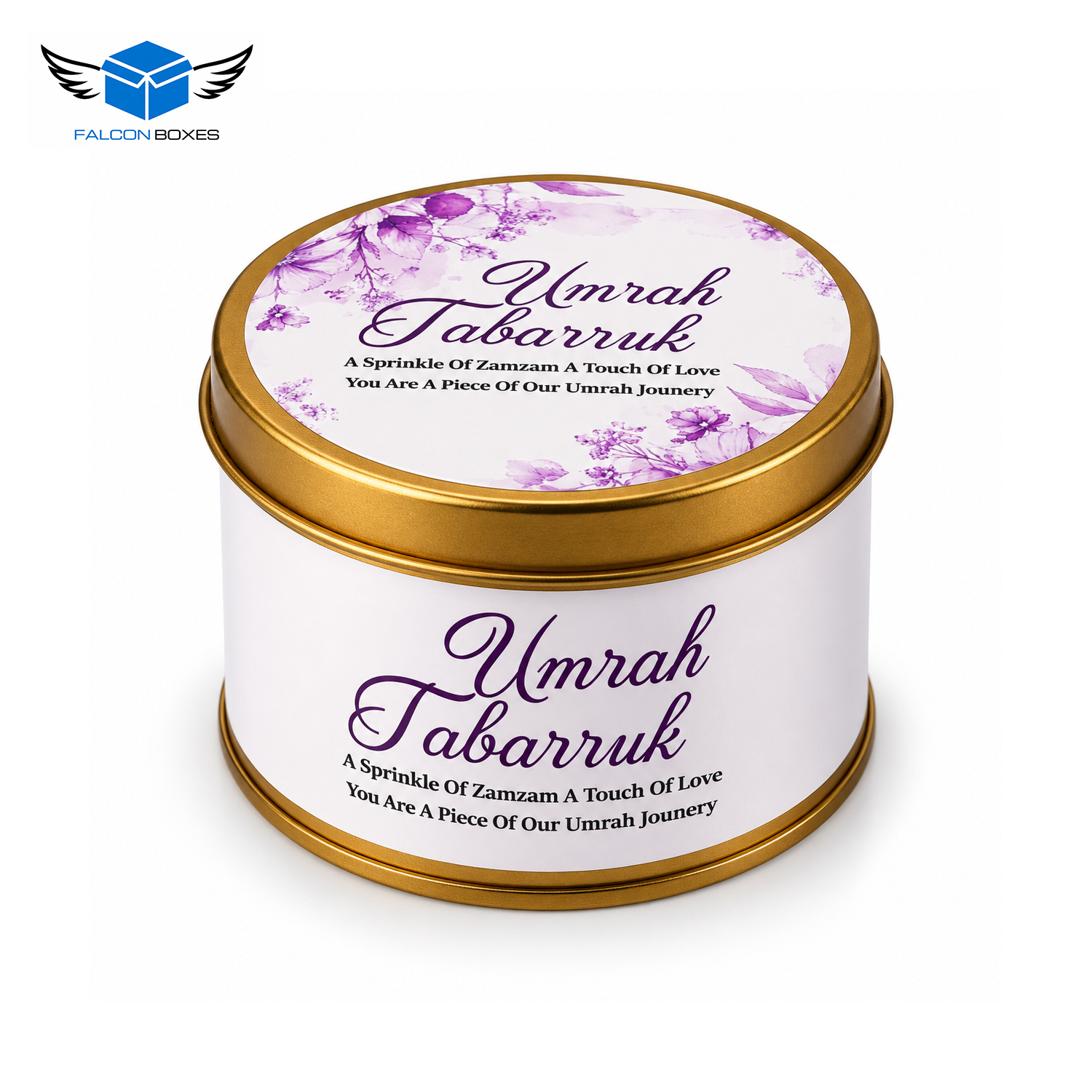 Purple floral 125g Tabarruk metal tin