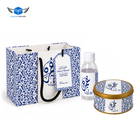 Blue Islamic Gift Set (with small Tin Box 125g) - Umrah / Hajj Tabarruk Packaging