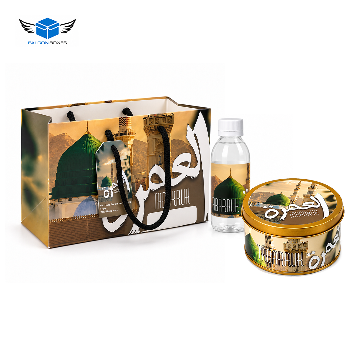 Luxury Madina Set (with Tin Jar 250g) - Umrah Tabarruk Packaging