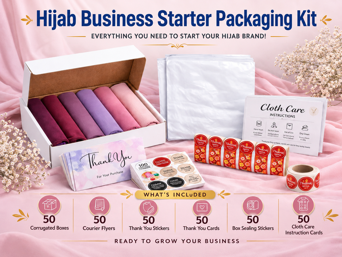 Hijab Business Starter Kit (5 to 6 Hijabs)– Complete Packaging Solution