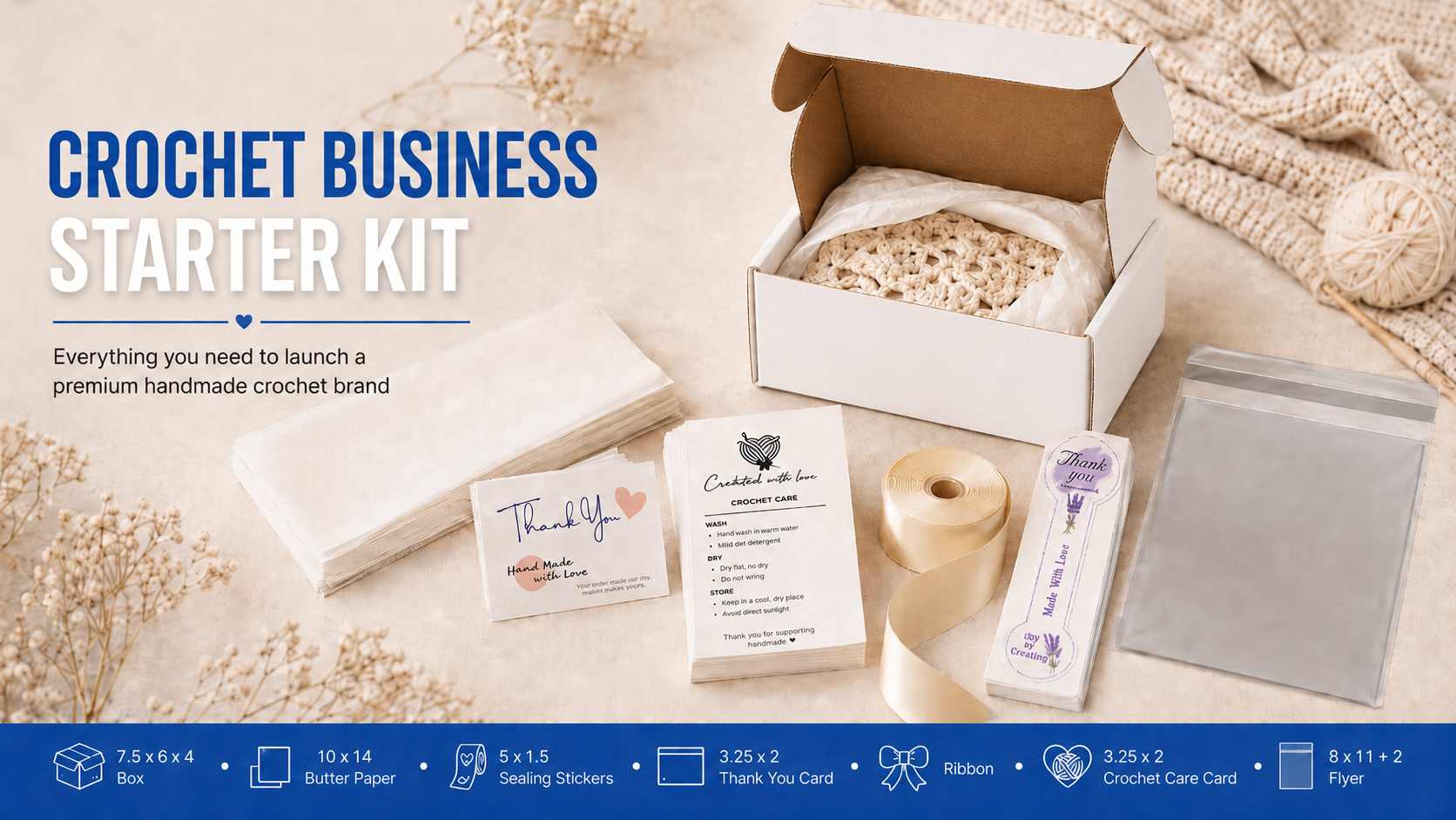 Crochet Business Starter Kit – Complete Premium Packaging Bundle for Handmade Crochet & Knitwear Brands