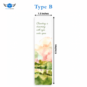 Type B pastel landscape bookmark card, Reading is dreaming with eyes wide open, 1.5 x 6 inches