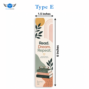 Type E botanical bookmark card, Read Dream Repeat, 1.5 x 6 inches