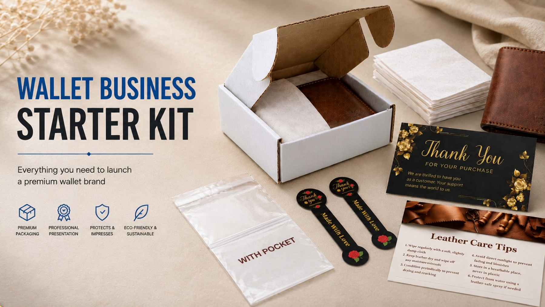 Wallet Business Starter Kit – Complete Premium Packaging Bundle for Leather Wallets & Accessory Brands