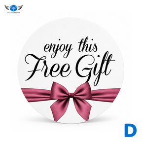 Design D Free Gift round sticker with ribbon