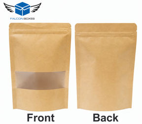 Kraft stand-up zip lock pouch front and back view
