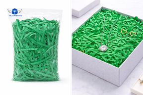 Green shredded paper gift box filler