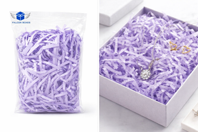 Light purple shredded paper filler for gift boxes