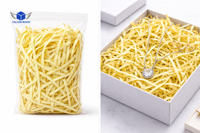 Light yellow shredded paper filler for gift boxes