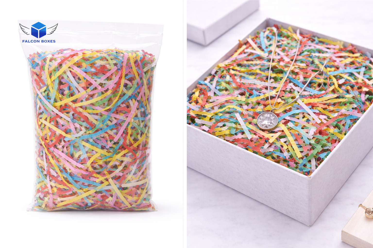 Mixed color shredded paper gift box filler
