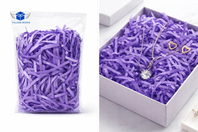 Purple shredded paper gift box filler