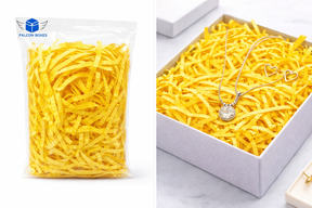 Yellow shredded paper gift box filler